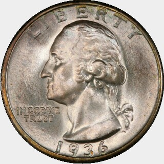 1936-D  Quarter Dollar obverse