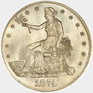 1874-S  Trade Dollar obverse
