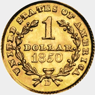 1850-D  One Dollar reverse