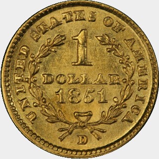 1851-D  One Dollar reverse
