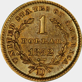 1852-D  One Dollar reverse