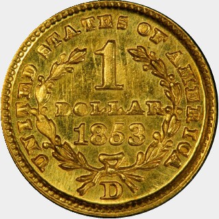 1853-D  One Dollar reverse