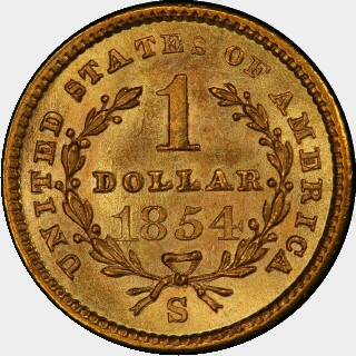 1854-S  One Dollar reverse