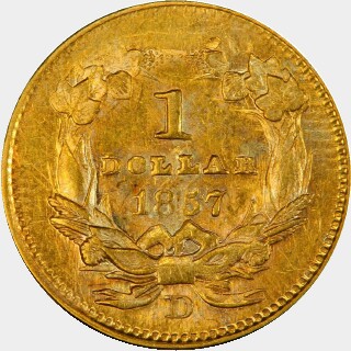 1857-D  One Dollar reverse