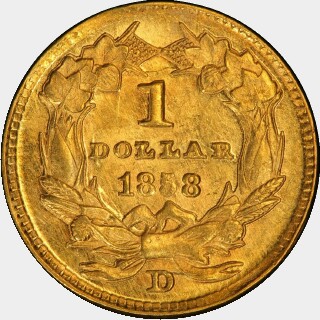1858-D  One Dollar reverse