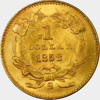 1858-S  One Dollar reverse