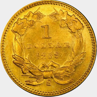 1859-S  One Dollar reverse