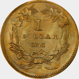 1861-D  One Dollar reverse