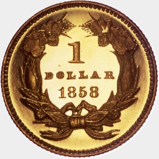 1858 Proof One Dollar reverse