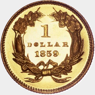 1859 Proof One Dollar reverse