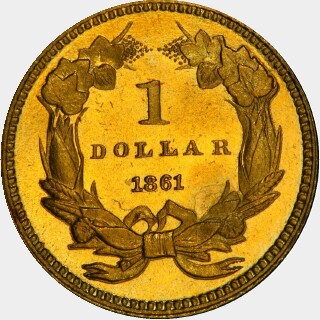 1861 Proof One Dollar reverse