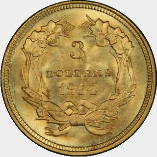1854  Three Dollar reverse