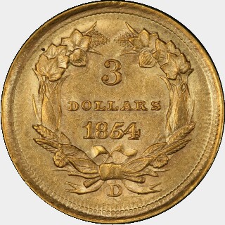 1854-D  Three Dollar reverse