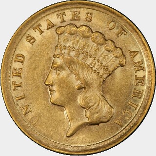 1854-D  Three Dollar obverse