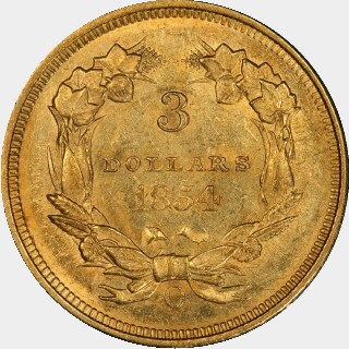 1854-O  Three Dollar reverse