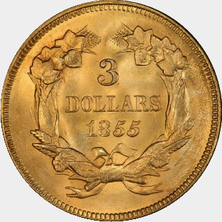 1855  Three Dollar reverse