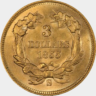 1855-S  Three Dollar reverse