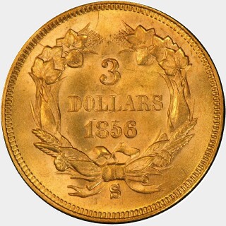 1856-S  Three Dollar reverse