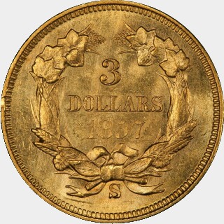 1857-S  Three Dollar reverse