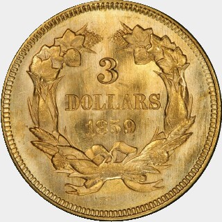 1859  Three Dollar reverse