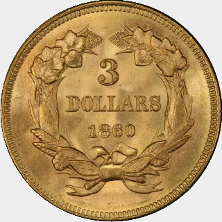 1860  Three Dollar reverse