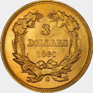 1860-S  Three Dollar reverse