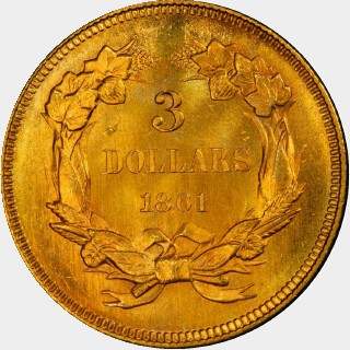 1861  Three Dollar reverse