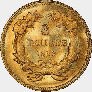 1863  Three Dollar reverse