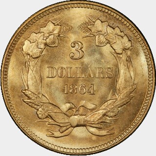 1864  Three Dollar reverse