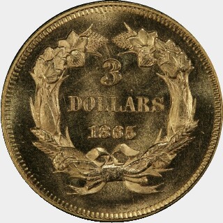 1865  Three Dollar reverse
