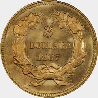 1867  Three Dollar reverse