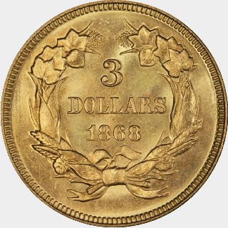 1868  Three Dollar reverse