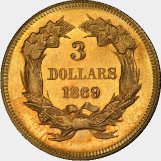 1869  Three Dollar reverse