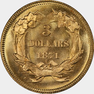 1871  Three Dollar reverse