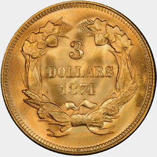 1874  Three Dollar reverse