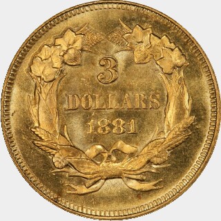 1881  Three Dollar reverse