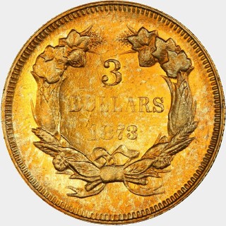 1873 Proof Three Dollar reverse