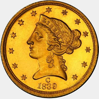 1839-C  Five Dollar obverse