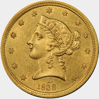 1839-D  Five Dollar obverse