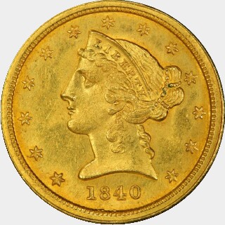 1840-C  Five Dollar obverse