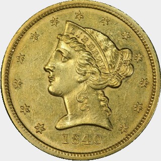 1840-D  Five Dollar obverse