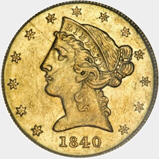 1840-D  Five Dollar obverse