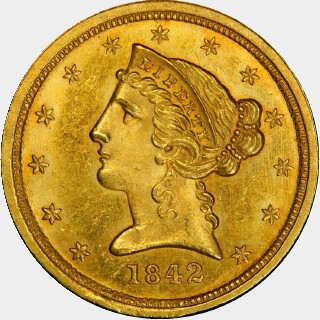 1842-C  Five Dollar obverse