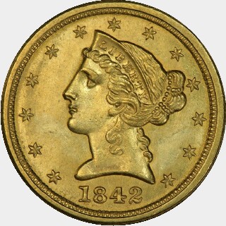 1842-C  Five Dollar obverse