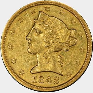 1842-D  Five Dollar obverse