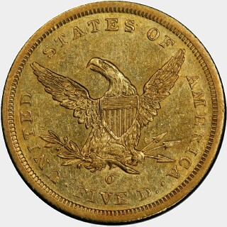 1843-O  Five Dollar reverse