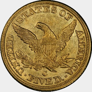 1844-C  Five Dollar reverse