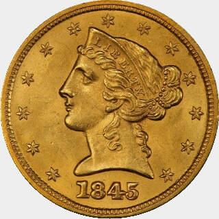 1845  Five Dollar obverse
