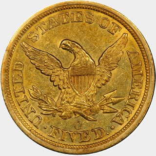 1846-O  Five Dollar reverse