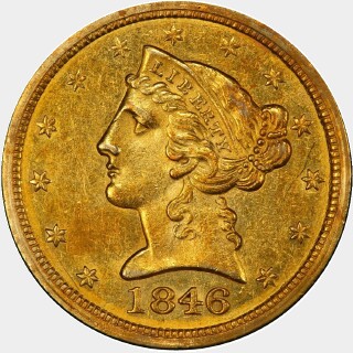1846-O  Five Dollar obverse